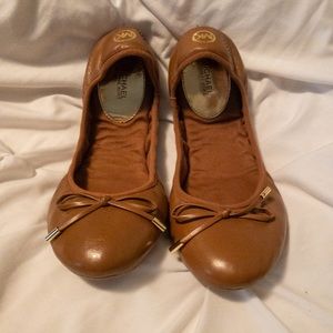 Michael Kors brown leather ballet flats